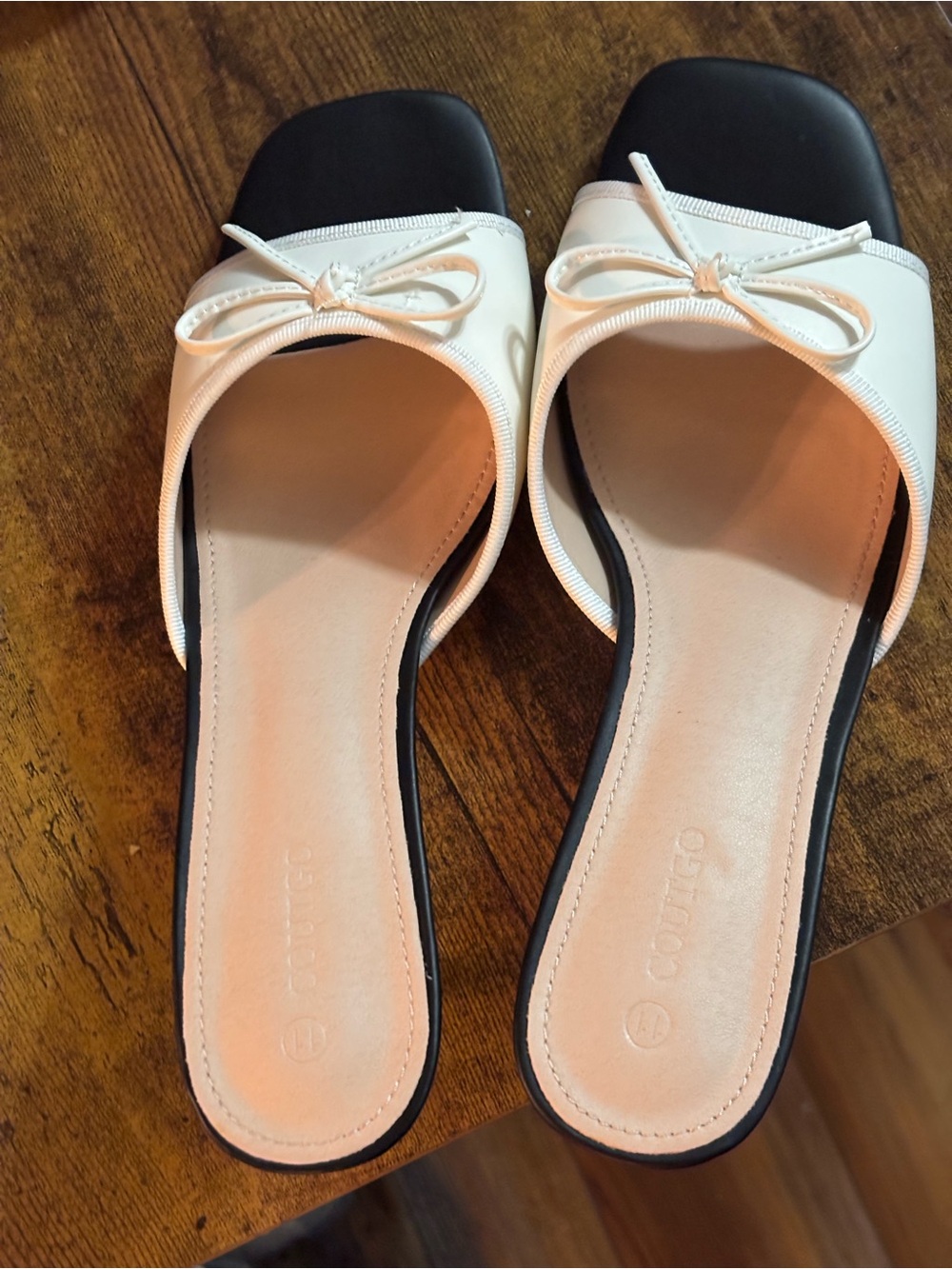 White Bow-Accent Slide Mules for Women